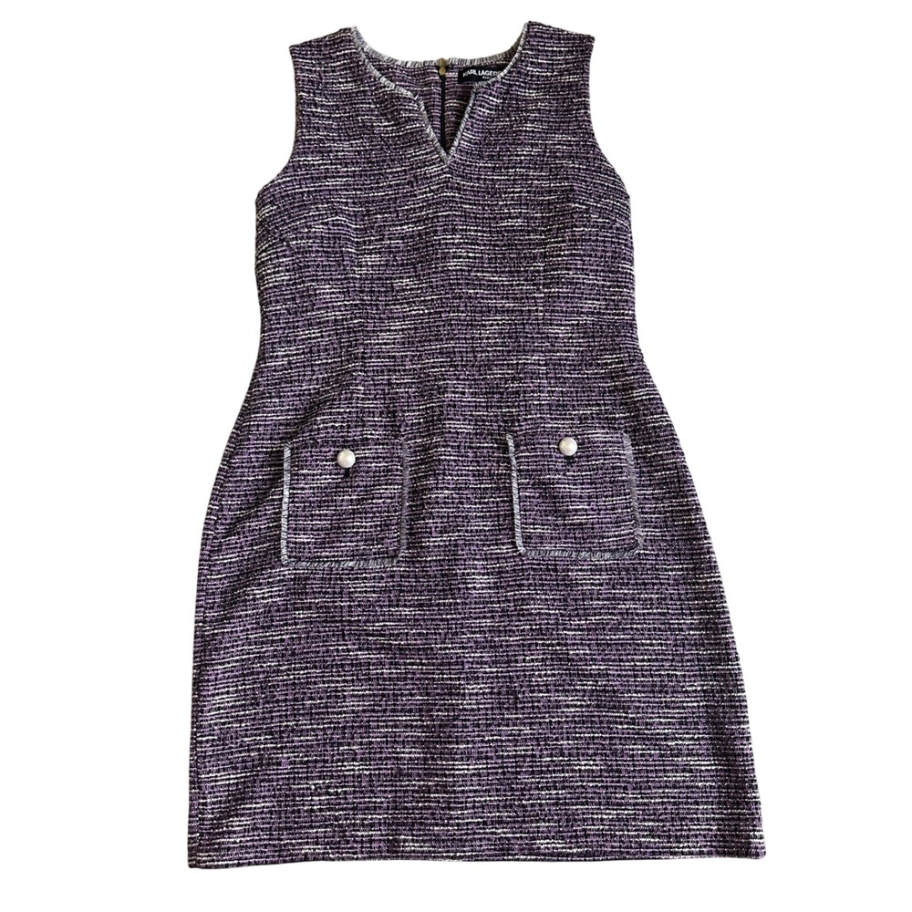Karl Lagerfeld Paris Camilo Tweed Sheath Dress Womens 12  Pearl Classic Office‎
